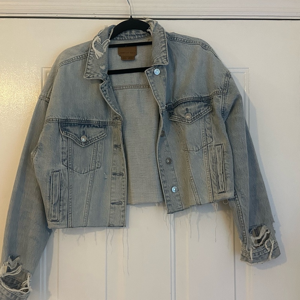 American Eagle Distressed Denim Jacket NWOT